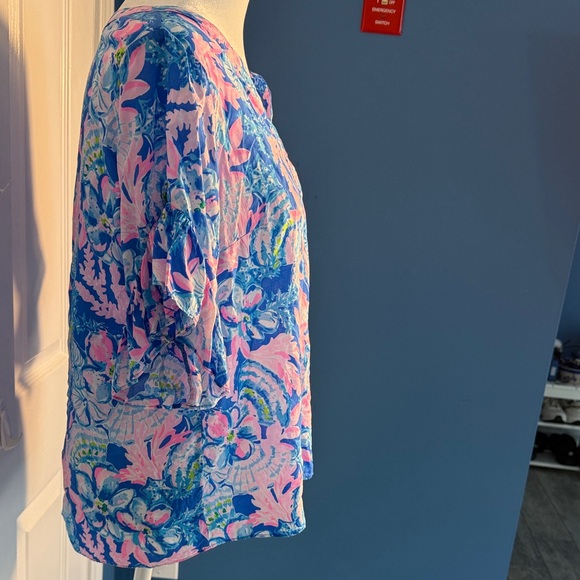 Lilly Pulitzer Blue and Pink Floral Blouse - Picture 3 of 6